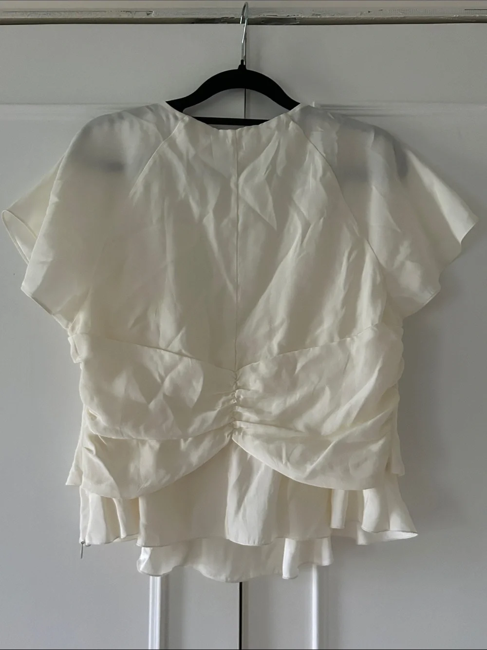 Frame Denim 100% Ivory Silk V-Neck Flutter Sleeve Blouse - Picture 6 of 6